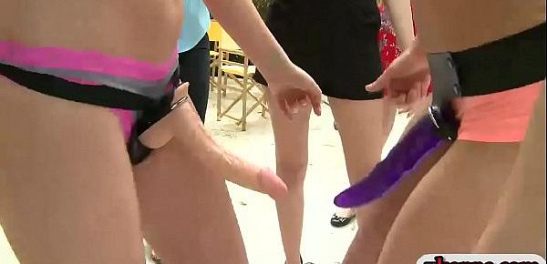  Girls fucked by the sisters with dildos
